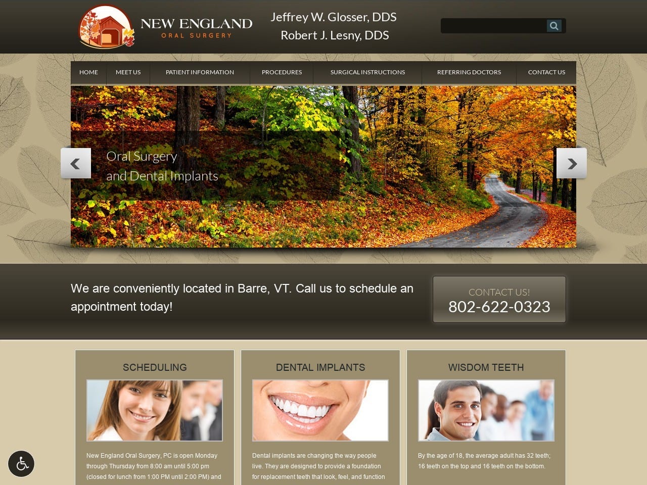 New England Oral Surgery Website Screenshot from neos-vt.com