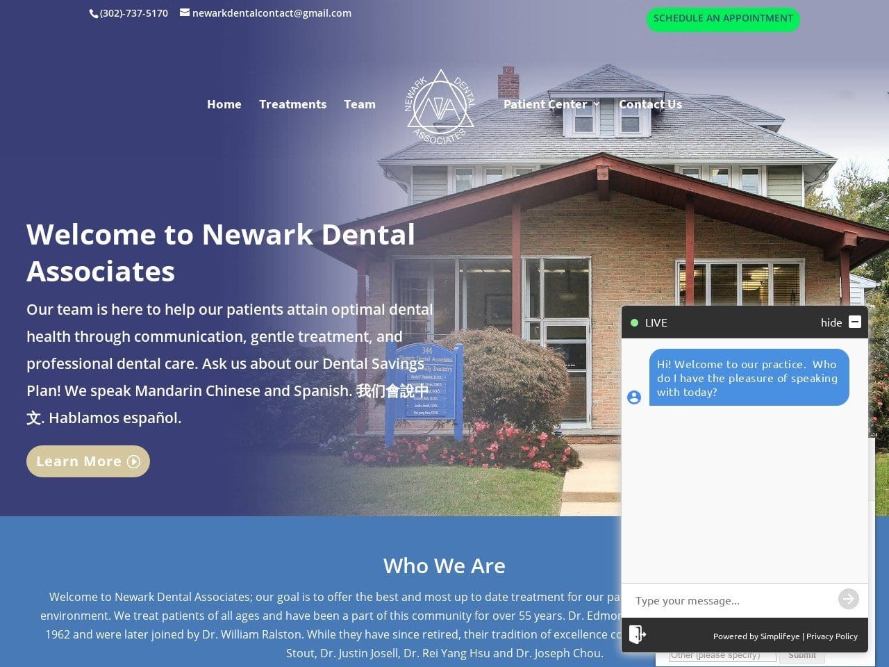 Dr. Edmond B. Stout DDS Website Screenshot from newarkdental.com