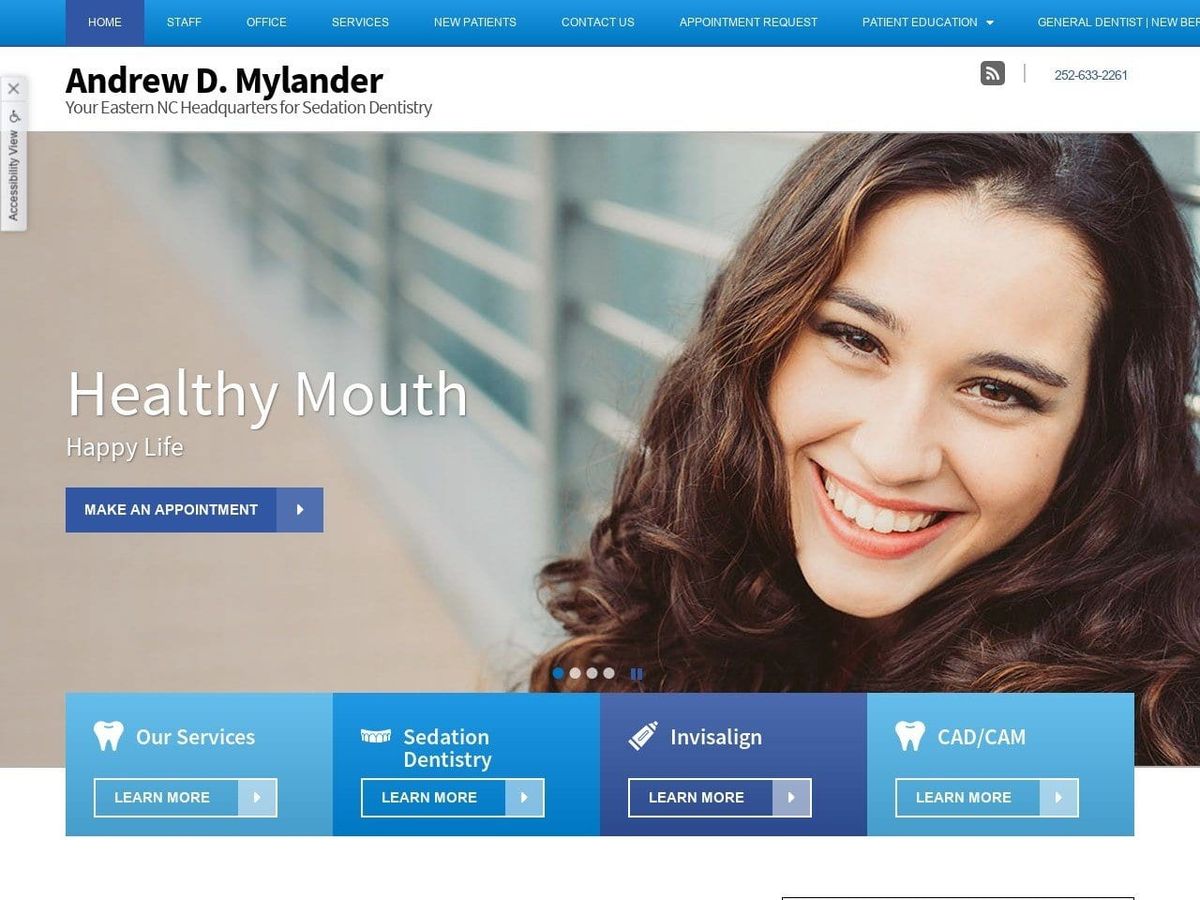 Mylander Andrew D DDS Website Screenshot from newberndentist.com