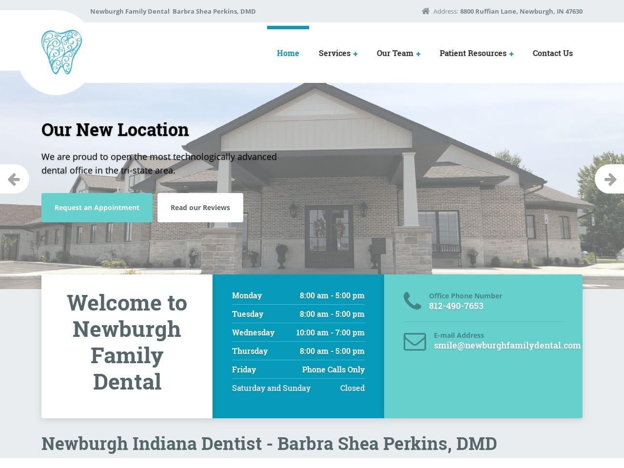 Newburgh Family Dental Website Screenshot from newburghfamilydental.com