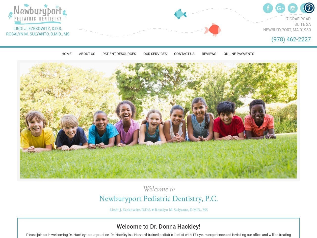 Newburyport Pediatric Dentist Website Screenshot from newburyportsmiles.com