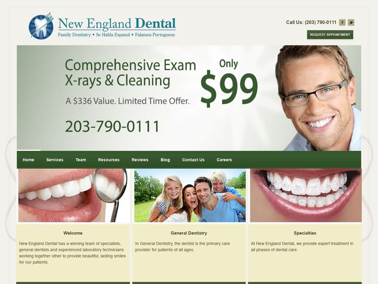 New England Dental LLC Website Screenshot from newenglanddentalllc.com