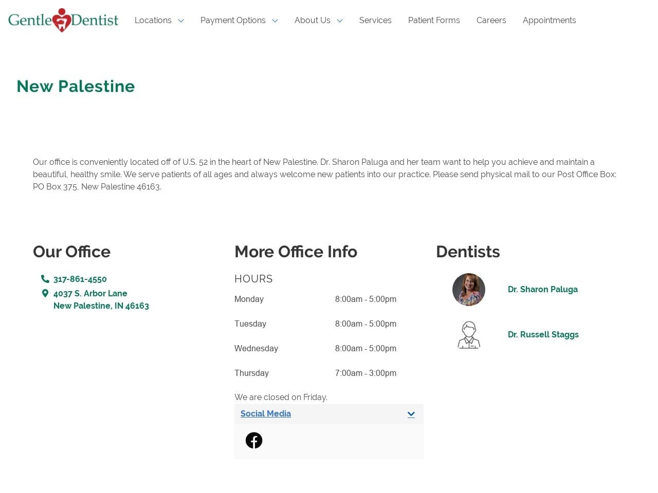 Gentle Dentist Website Screenshot from newpalestinegentledentist.com