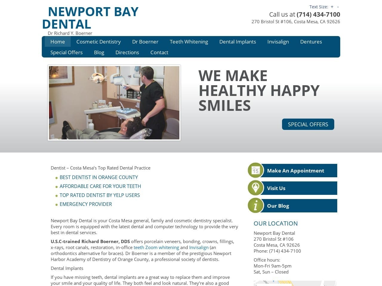 Newport Bay Dental Website Screenshot from newportbaydental.com