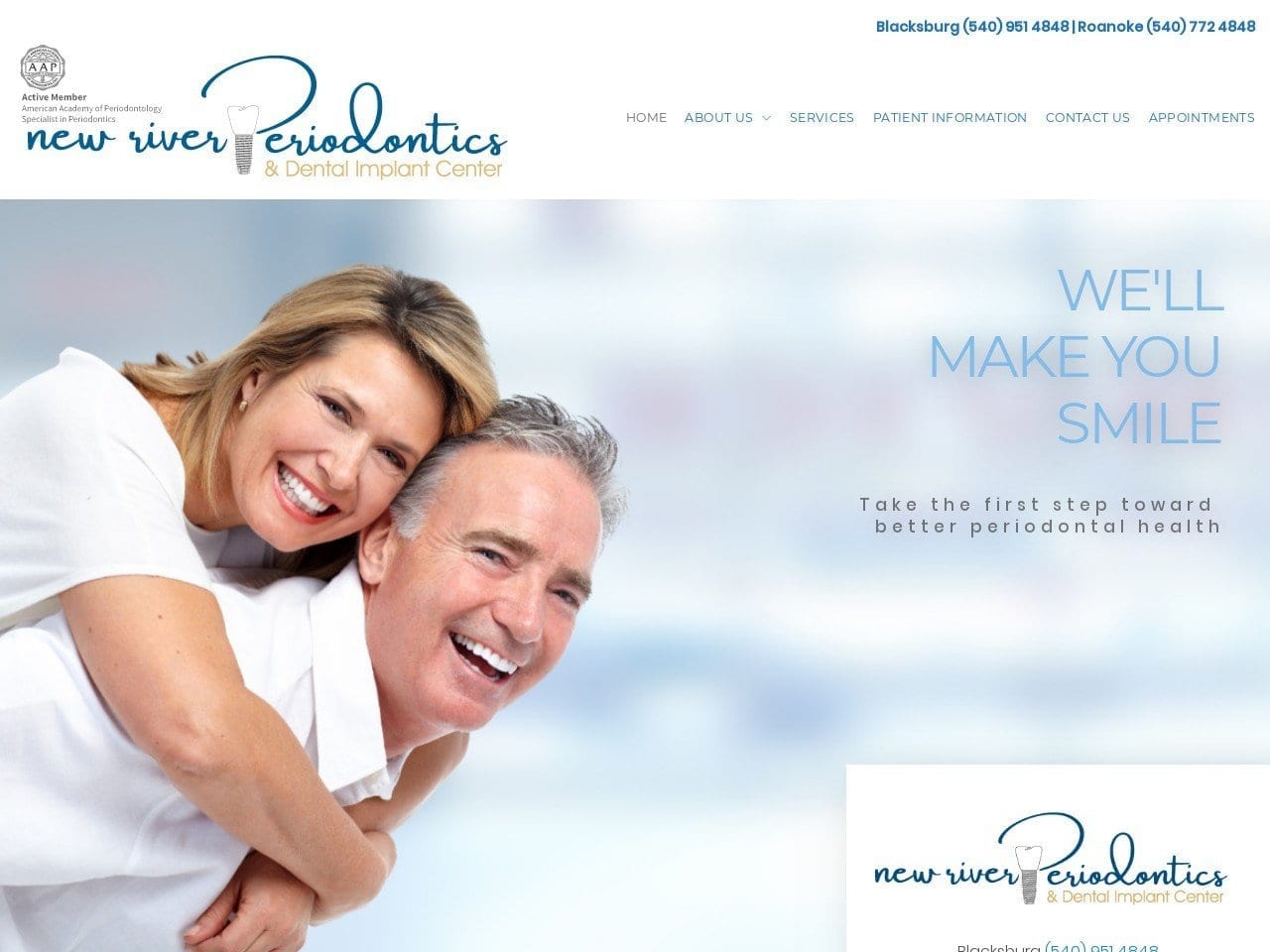 NEW River Periodontics Website Screenshot from newriverperio.com