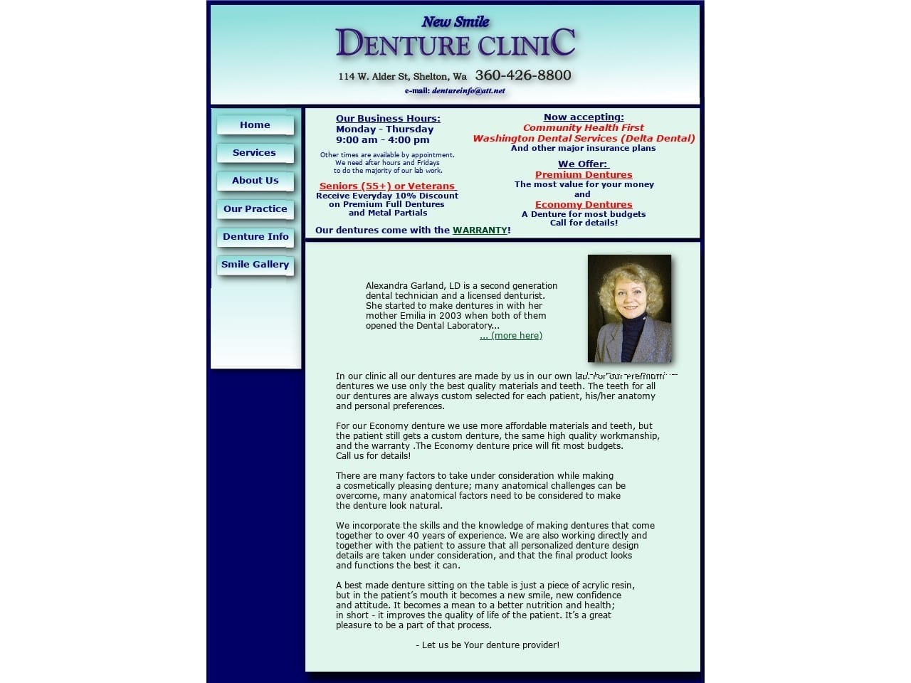 New Smile Denture Clinic Website Screenshot from newsmiledenture.com