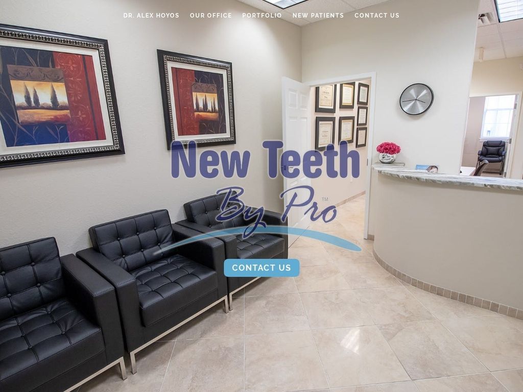 Alex Hoyos Dental Website Screenshot from newteethbypro.com