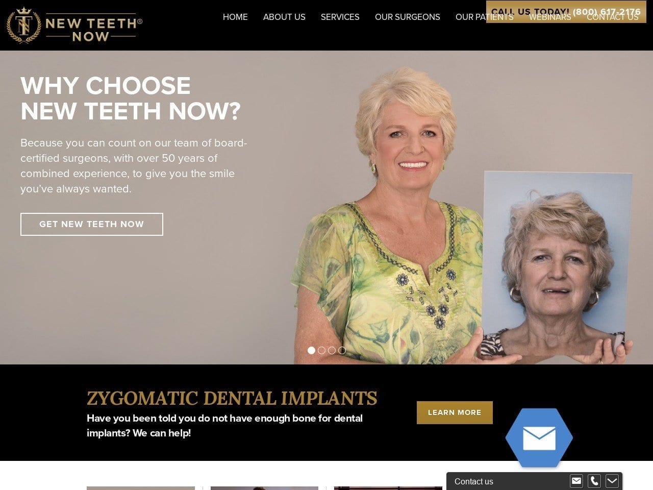 Florida Dental Implants Dentist Website Screenshot from newteethnow.com