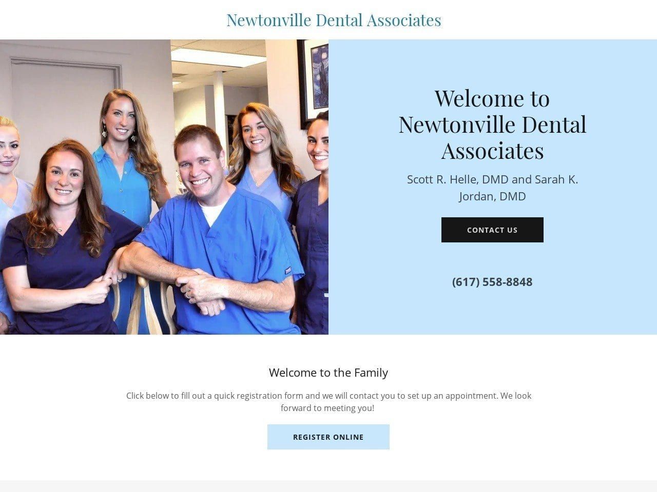 Newtonville Dental Associates Dr. Scott Helle Website Screenshot from newtonvilledental.org