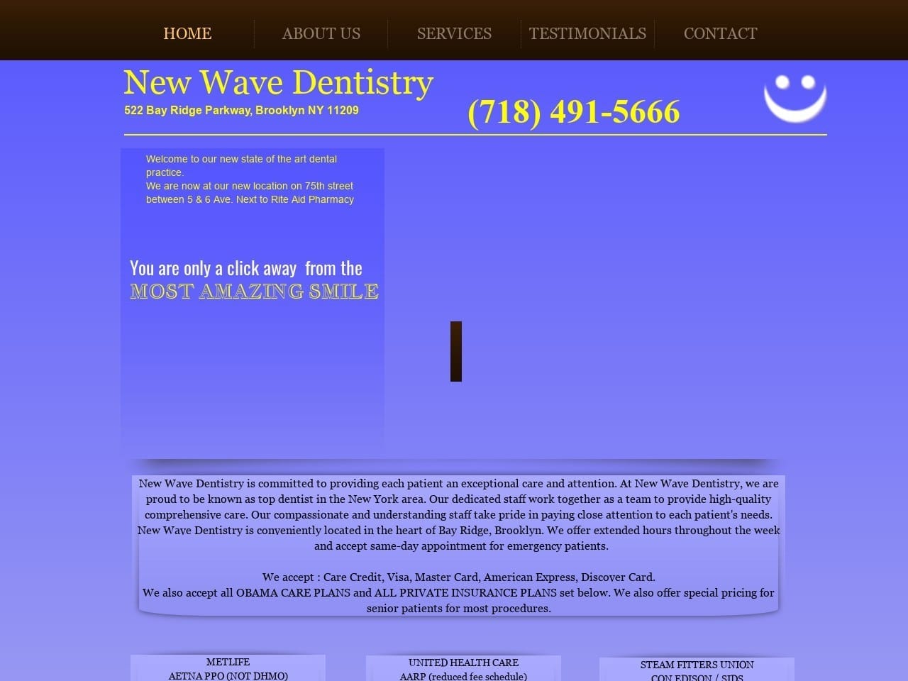 New Wave Dentist Website Screenshot from newwavedentistry.com