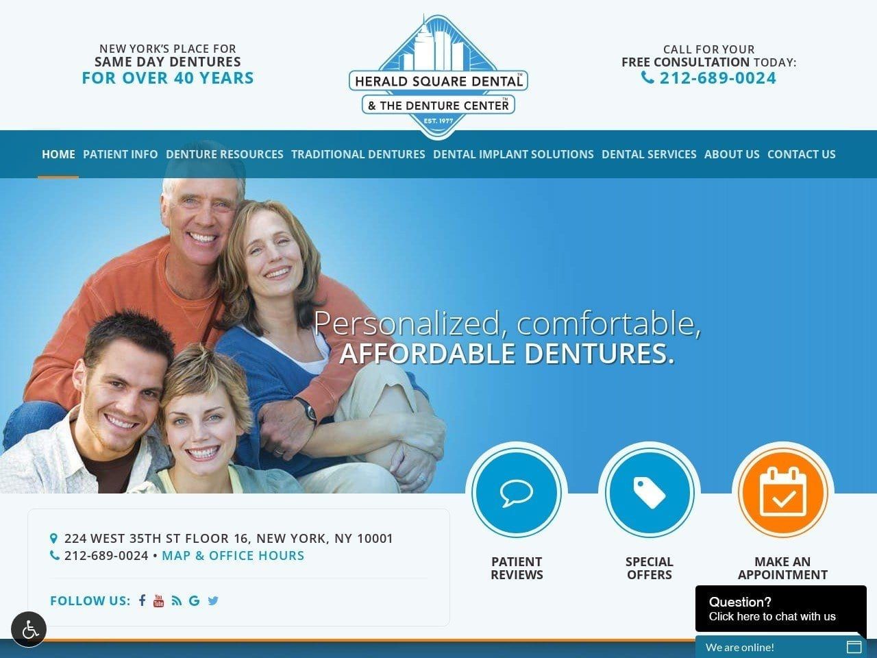 The Denture Center Website Screenshot from newyorkdenturedental.com