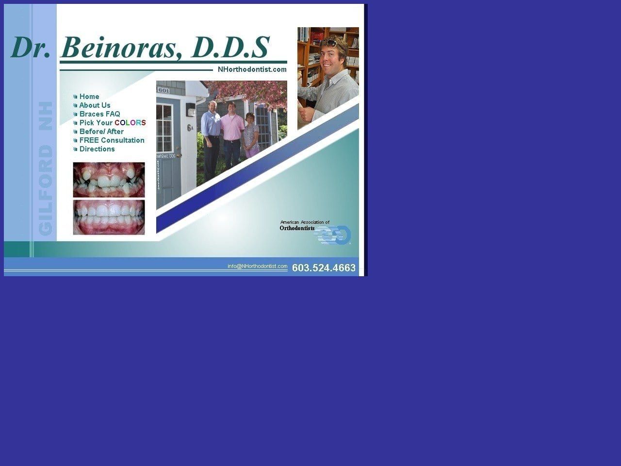 Dr. John E. Beinoras D.D.S. Website Screenshot from nhorthodontist.com