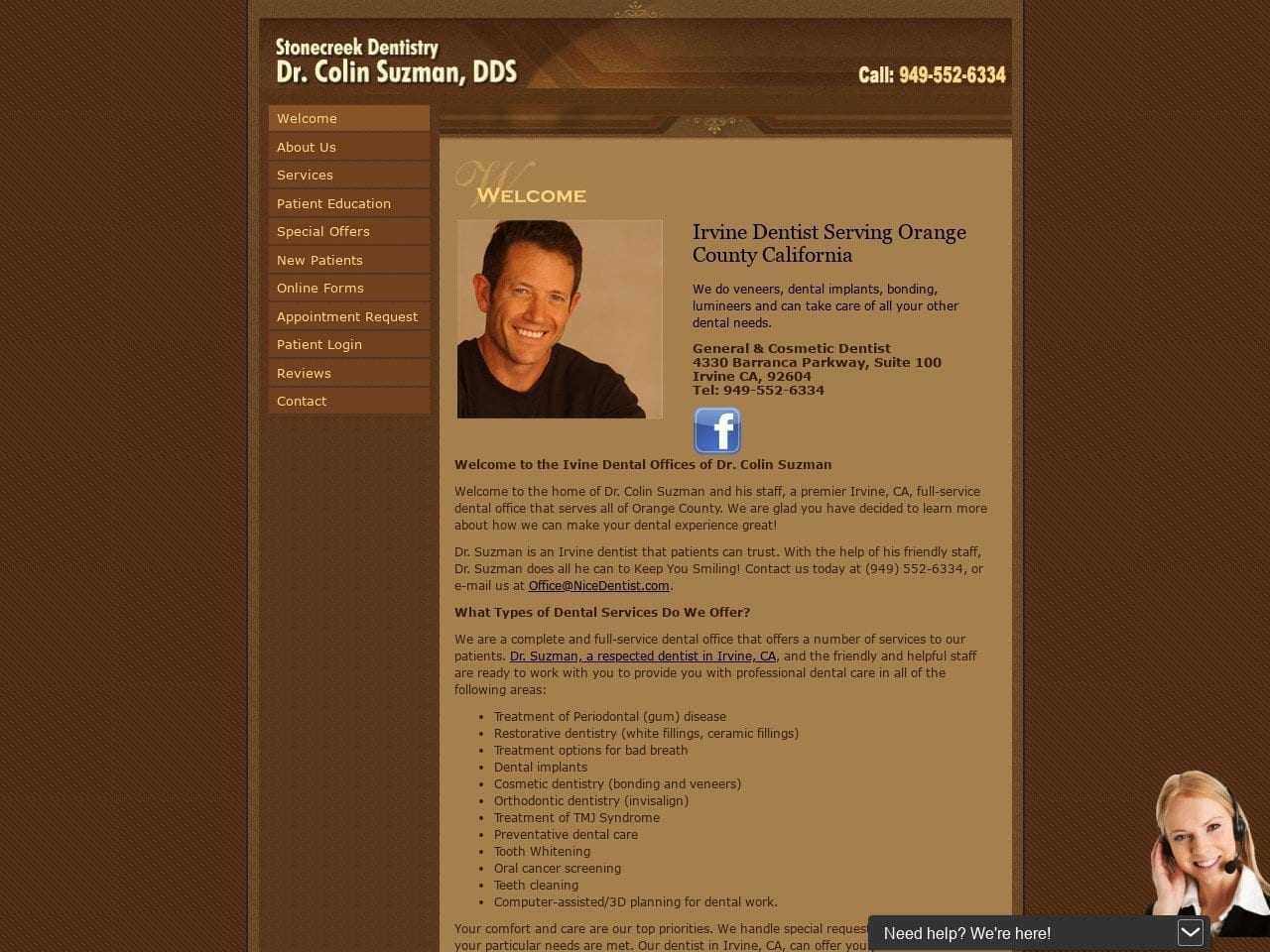 Stonecreek Dentist Website Screenshot from nicedentist.com