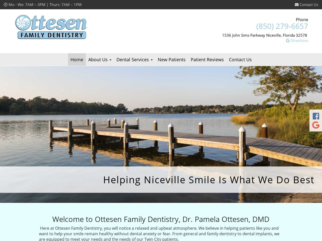 Ottesen Family Dentistry Website Screenshot from nicevilledental.com