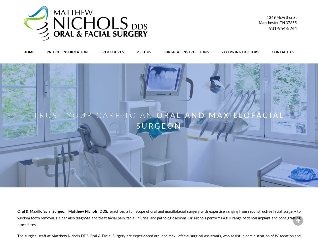 Nichols Matthew DDS Website Screenshot from nicholsoralsurgery.com