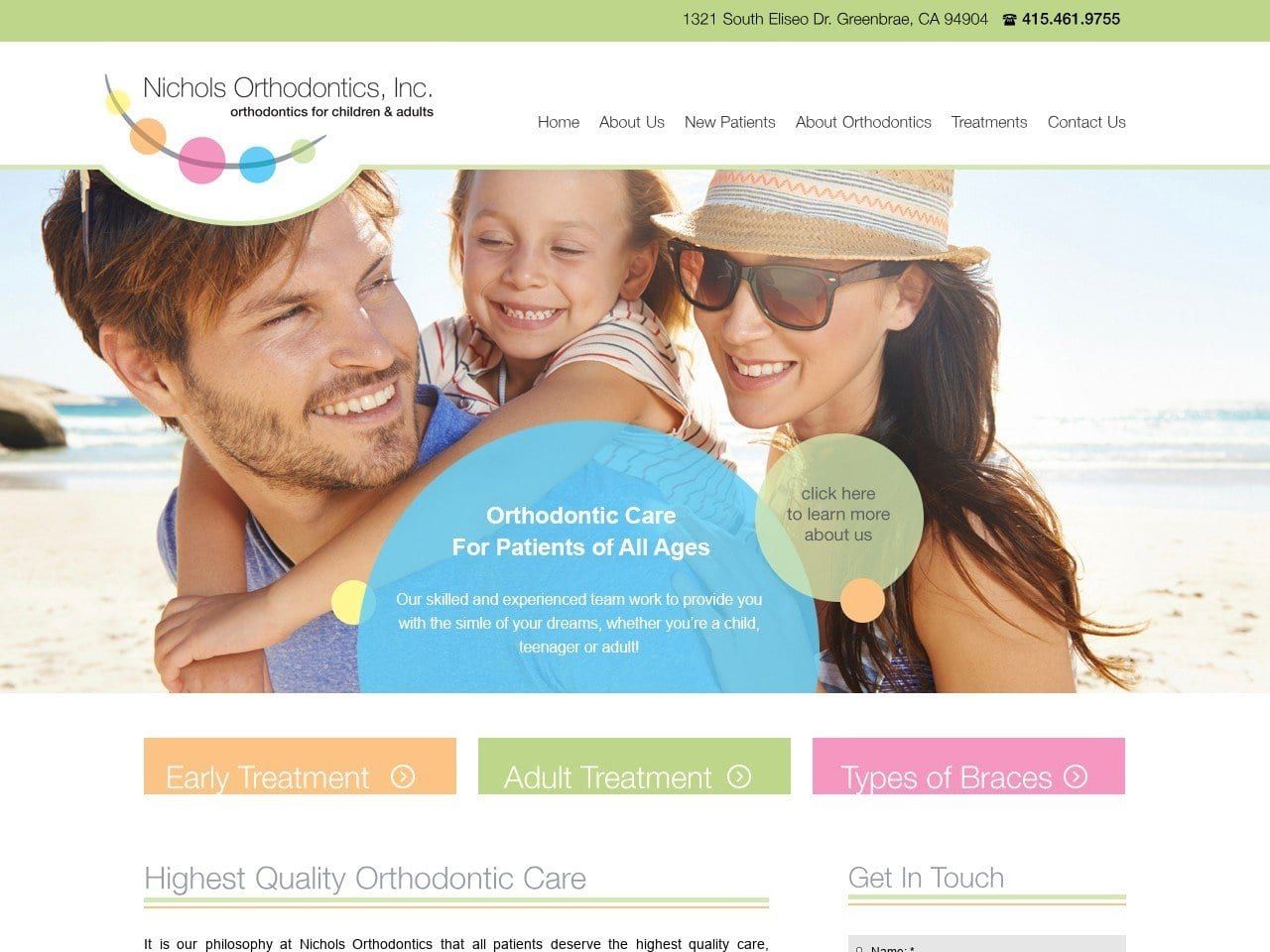 Nichols Orthodontics Inc. Website Screenshot from nicholsorthodontics.com