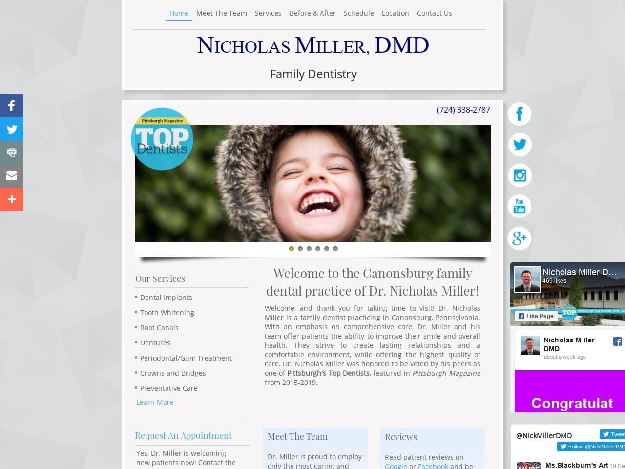 Nicholas Miller DMD Website Screenshot from nickmillerdmd.com