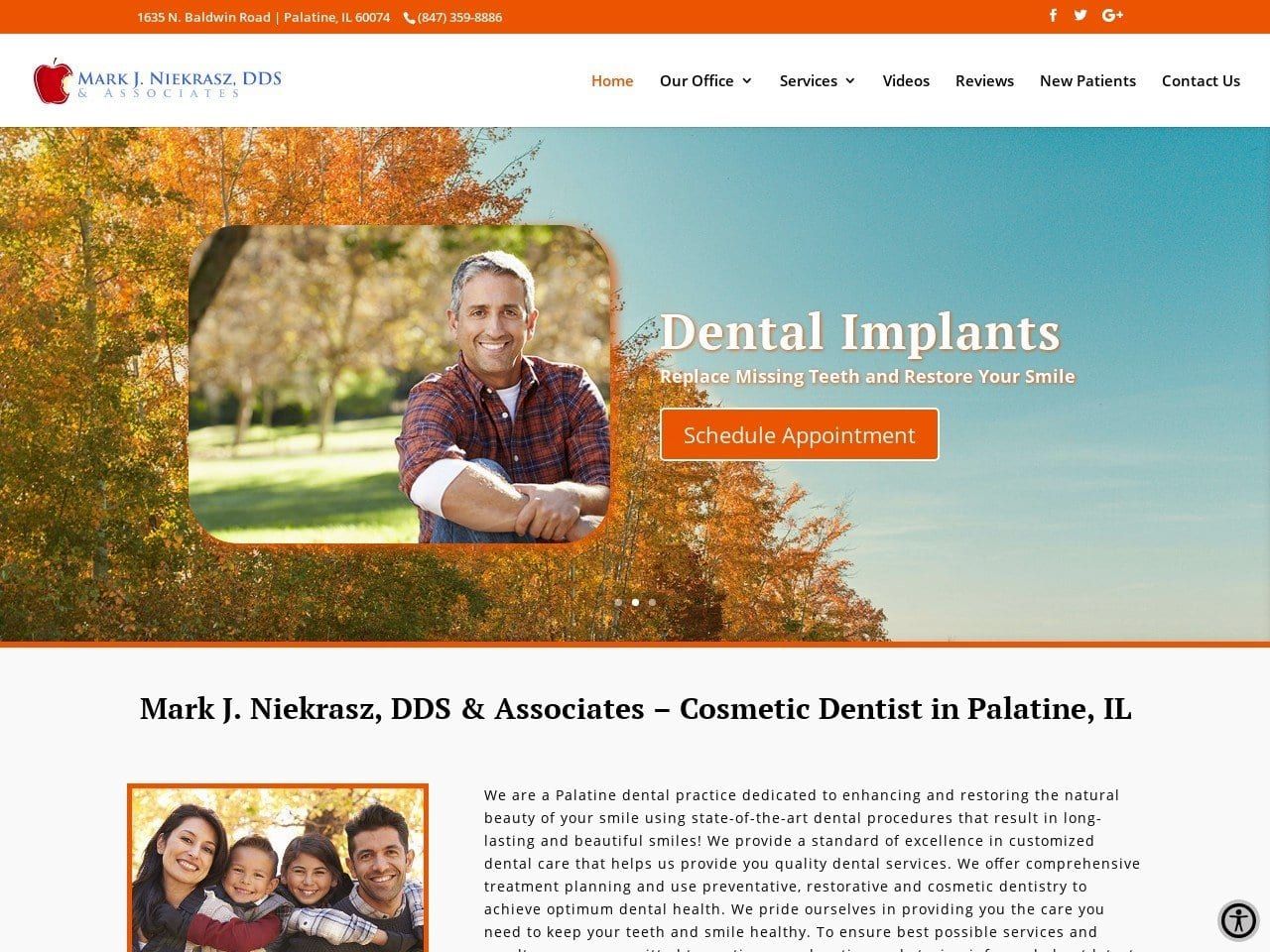 Niekrasz Dentist Website Screenshot from niekraszdentist.com
