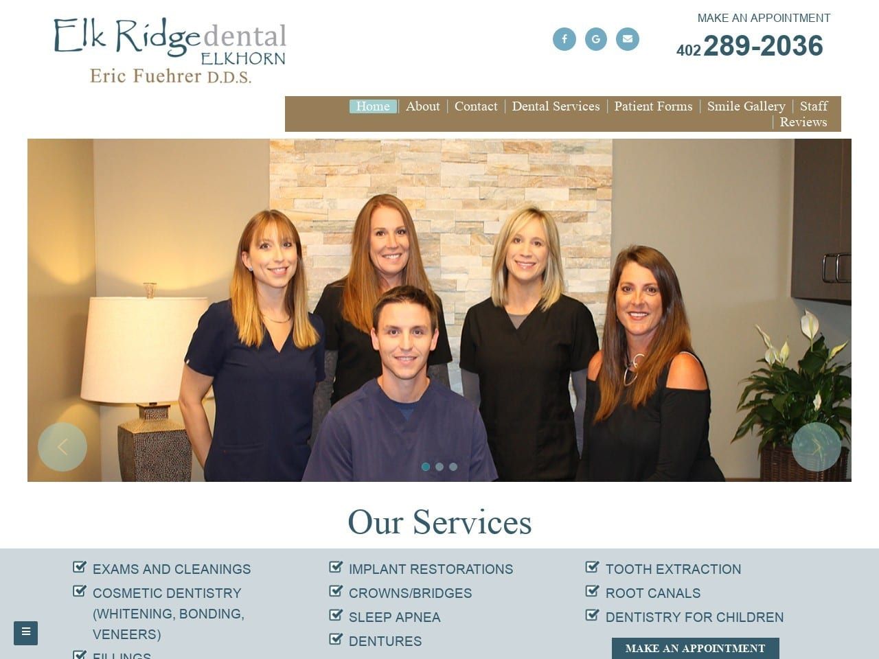 Nielsen Dentist Website Screenshot from nielsendentistry.com
