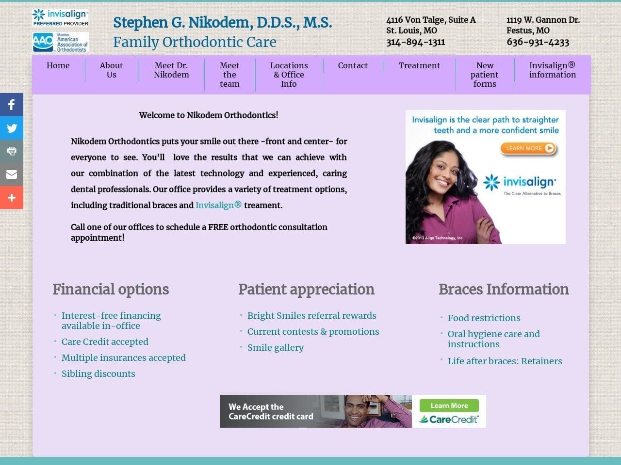 Nikodem Orthodontics Stephen G Nikodem DDS MS PC Website Screenshot from nikodemorthodontics.com