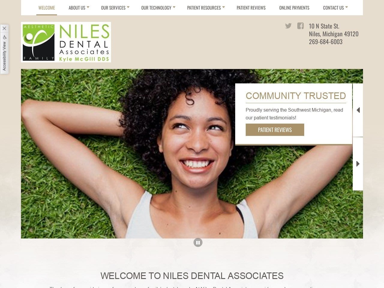 Niles Dental Associates Kyle McGill DDS Website Screenshot from nilesdental.com