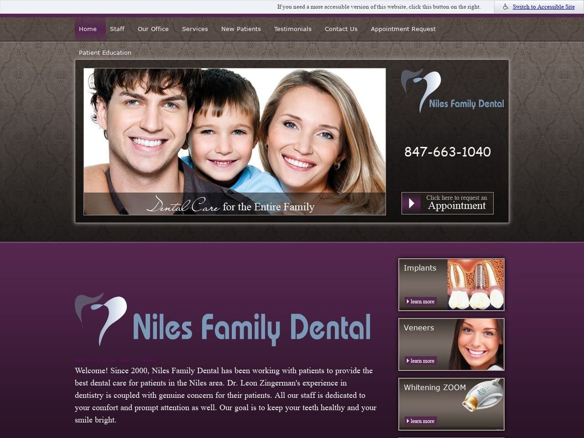 Niles Family Dental Website Screenshot from nilesfamilydental.com