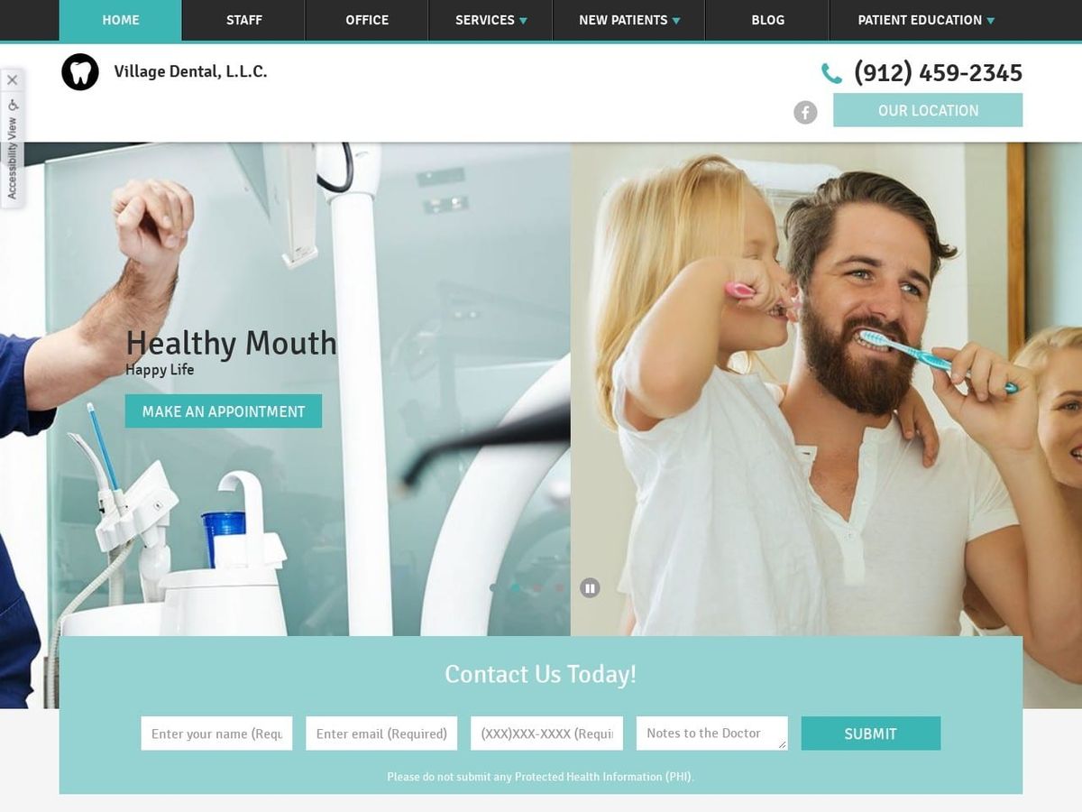 Village Dental Website Screenshot from nilshanderson.com