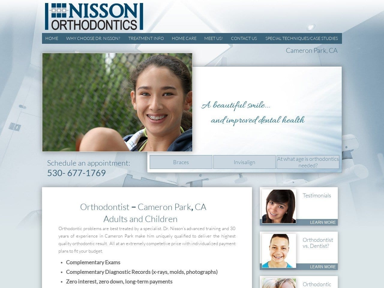 Nisson Orthodontics Website Screenshot from nissonbraces.com