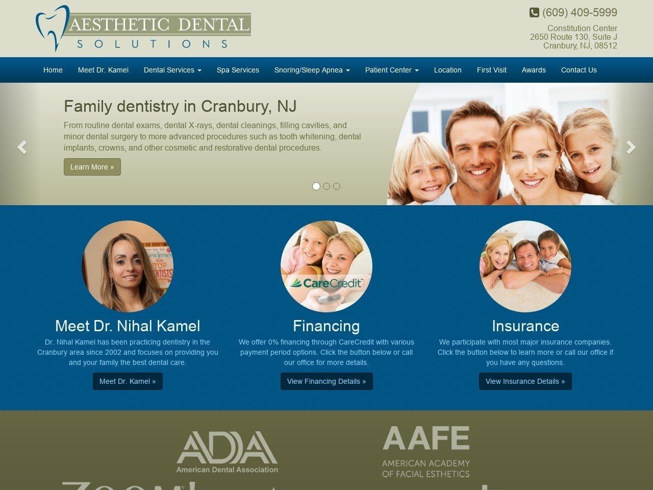 Aesthetic Dental Solutions Website Screenshot from njbestsmiles.com