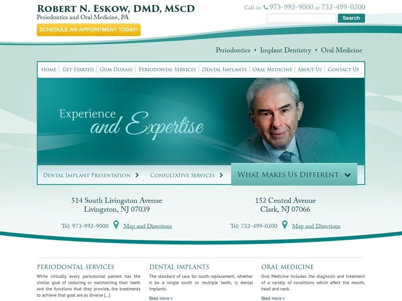 Periodontics & Oral Medicine Pa Robert N. Eskow Dm Website Screenshot from njperioimplant.com