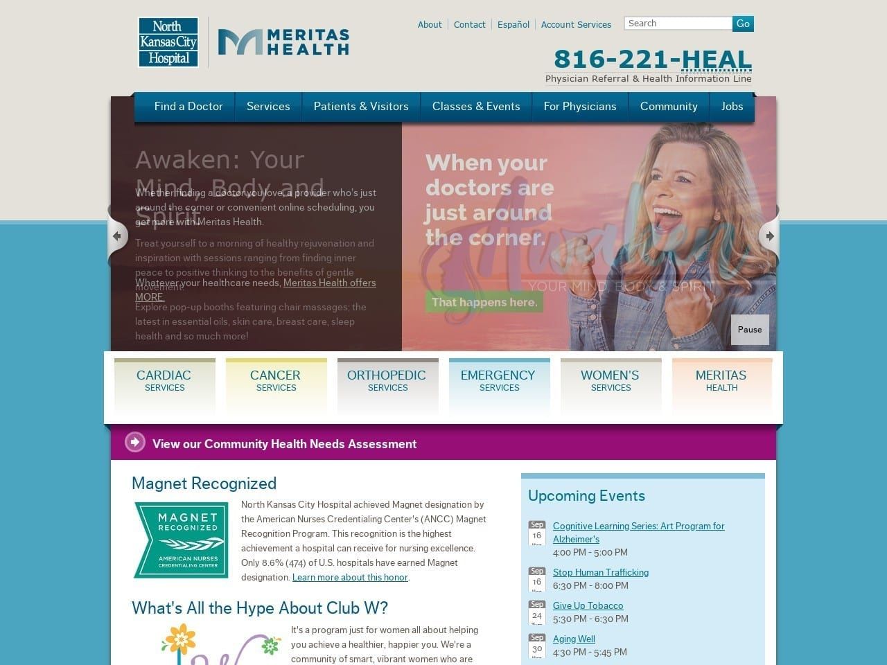 North Kansas City Hospital Website Screenshot from nkch.org