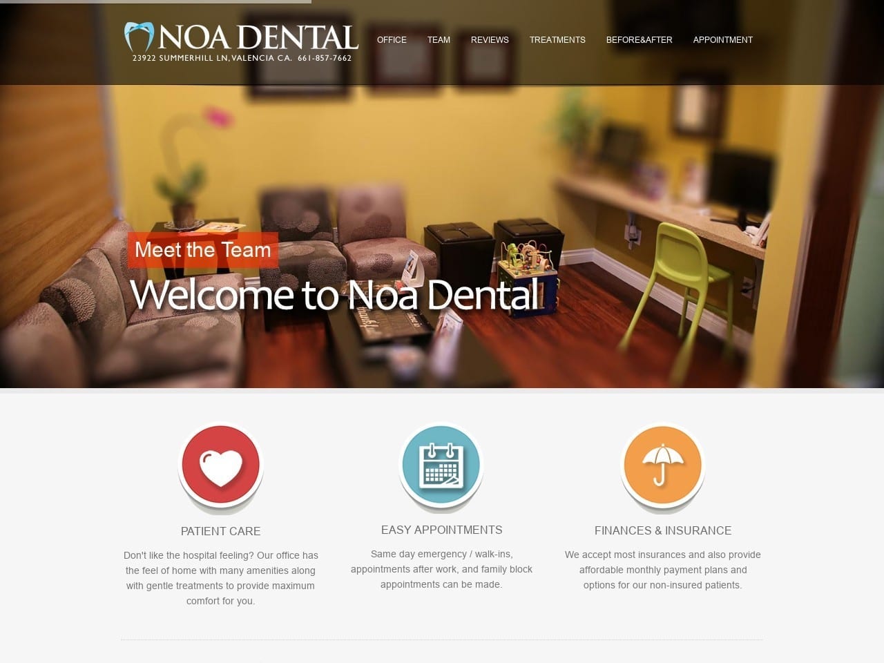 Noa Dental Website Screenshot from noadental.net