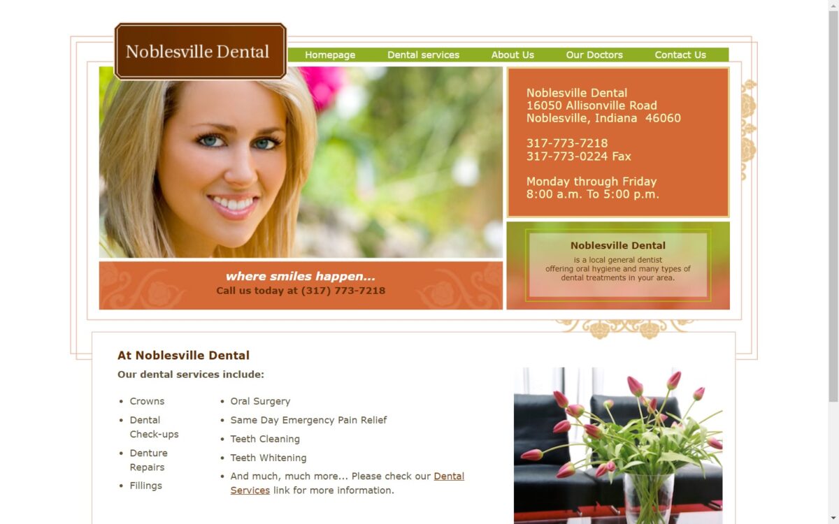 noblesvilledental.com screenshot