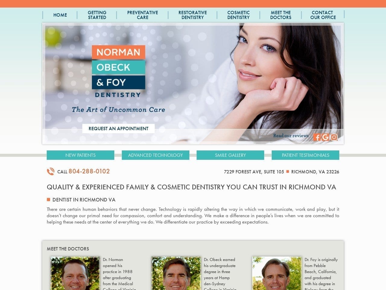 Dr. Andrew S. Norman DDS Website Screenshot from nofdentistry.com