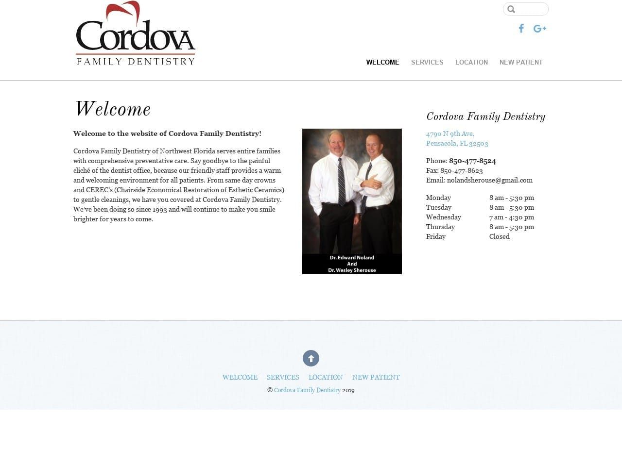 Cordova Family Dentistry Noland Edward A DDS Website Screenshot from nolandsherouse.com