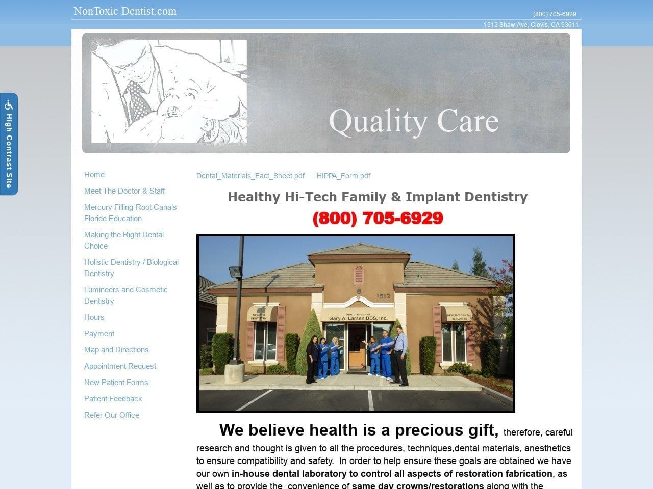 Larsen Gary a DDS Website Screenshot from nontoxicdentist.com