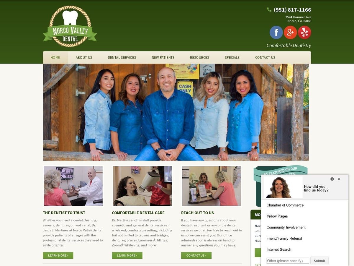 Norcovalley Dental Website Screenshot from norcovalleydental.com