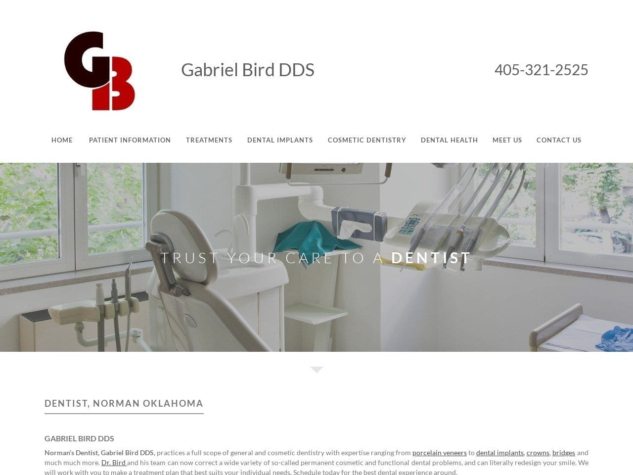 Gabriel Bird DDS Website Screenshot from normansdentist.com