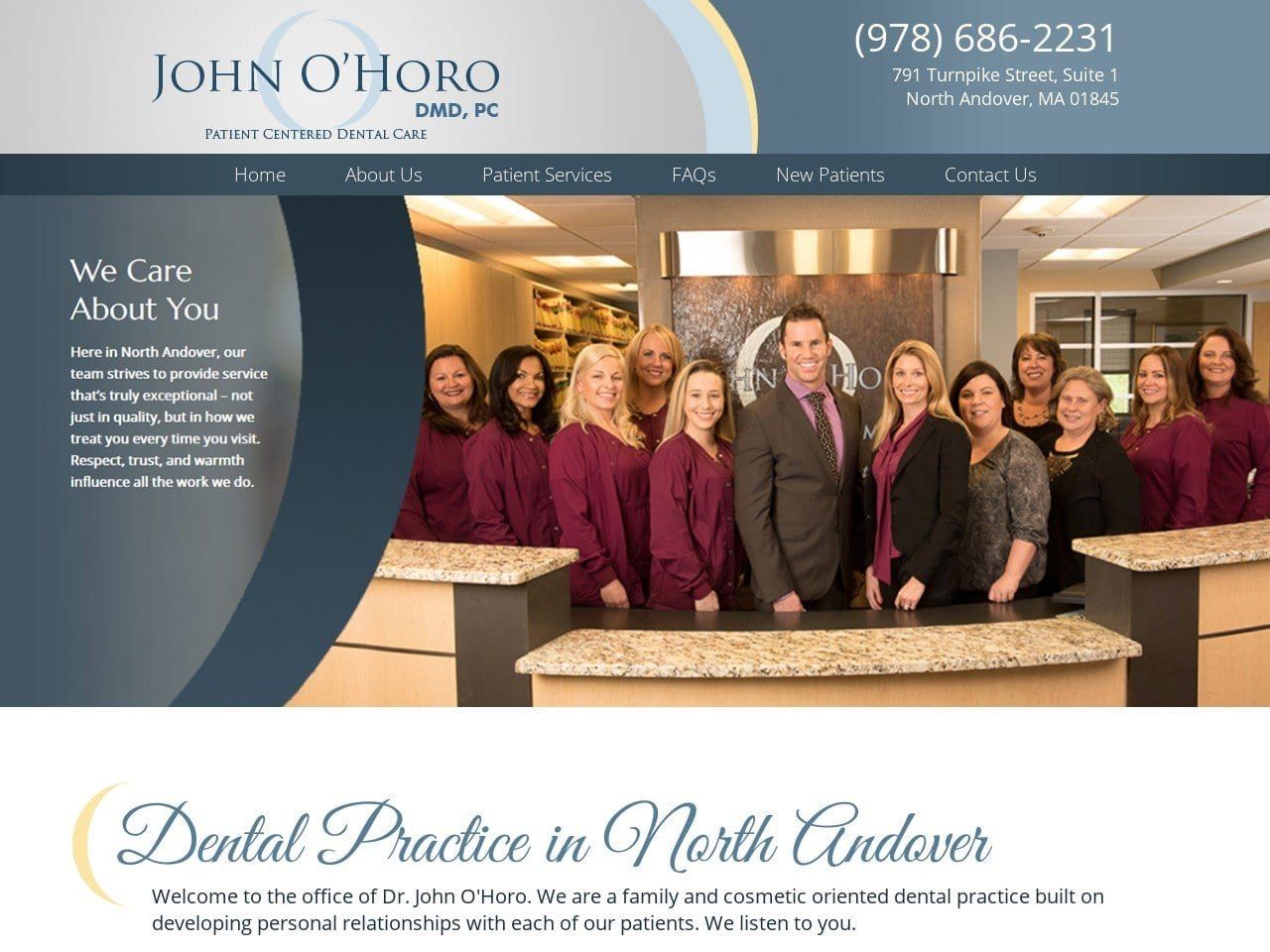 John OHoro DMD PC Website Screenshot from northandoverdentist.com