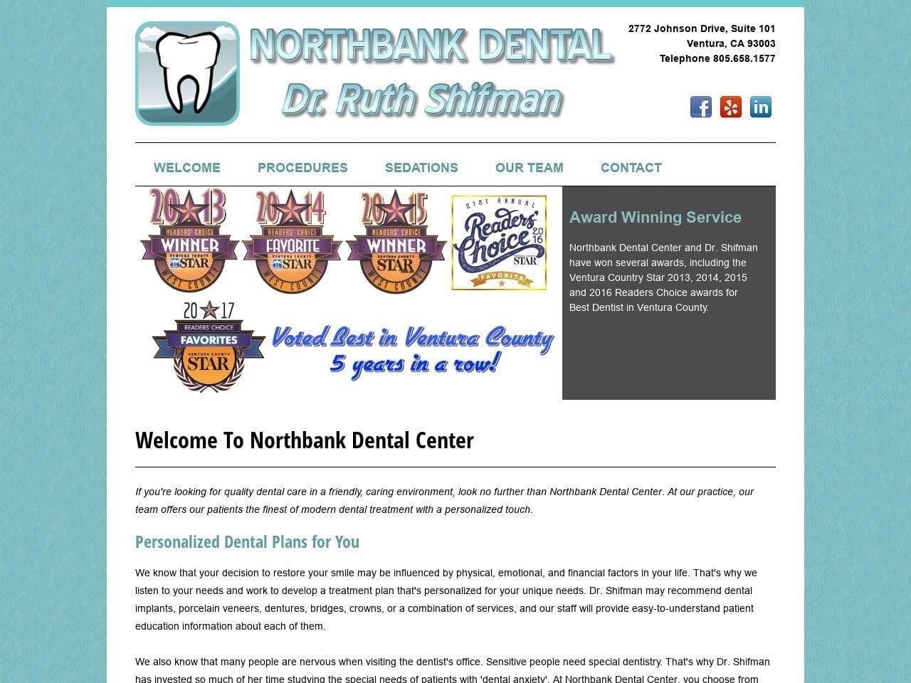 Ventura Dentist Website Screenshot from northbankdental.com