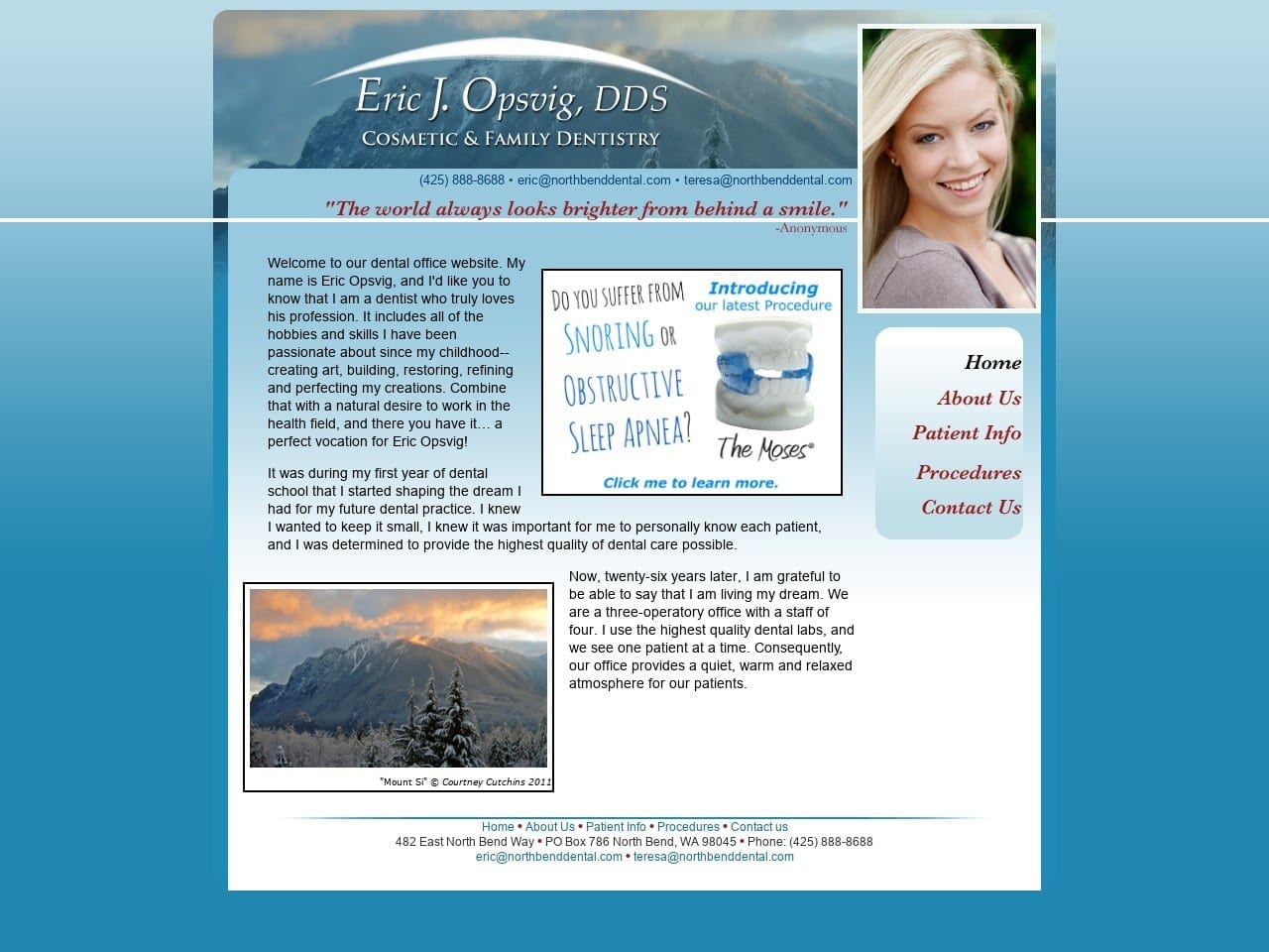 Dr. Eric J. Opsvig DDS Website Screenshot from northbenddental.com