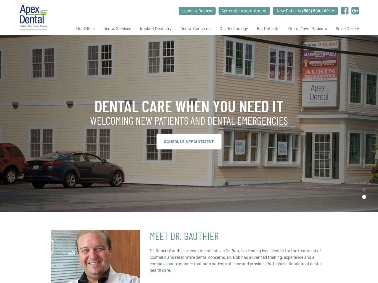 Apex Dental Website Screenshot from northboroughmadentist.com