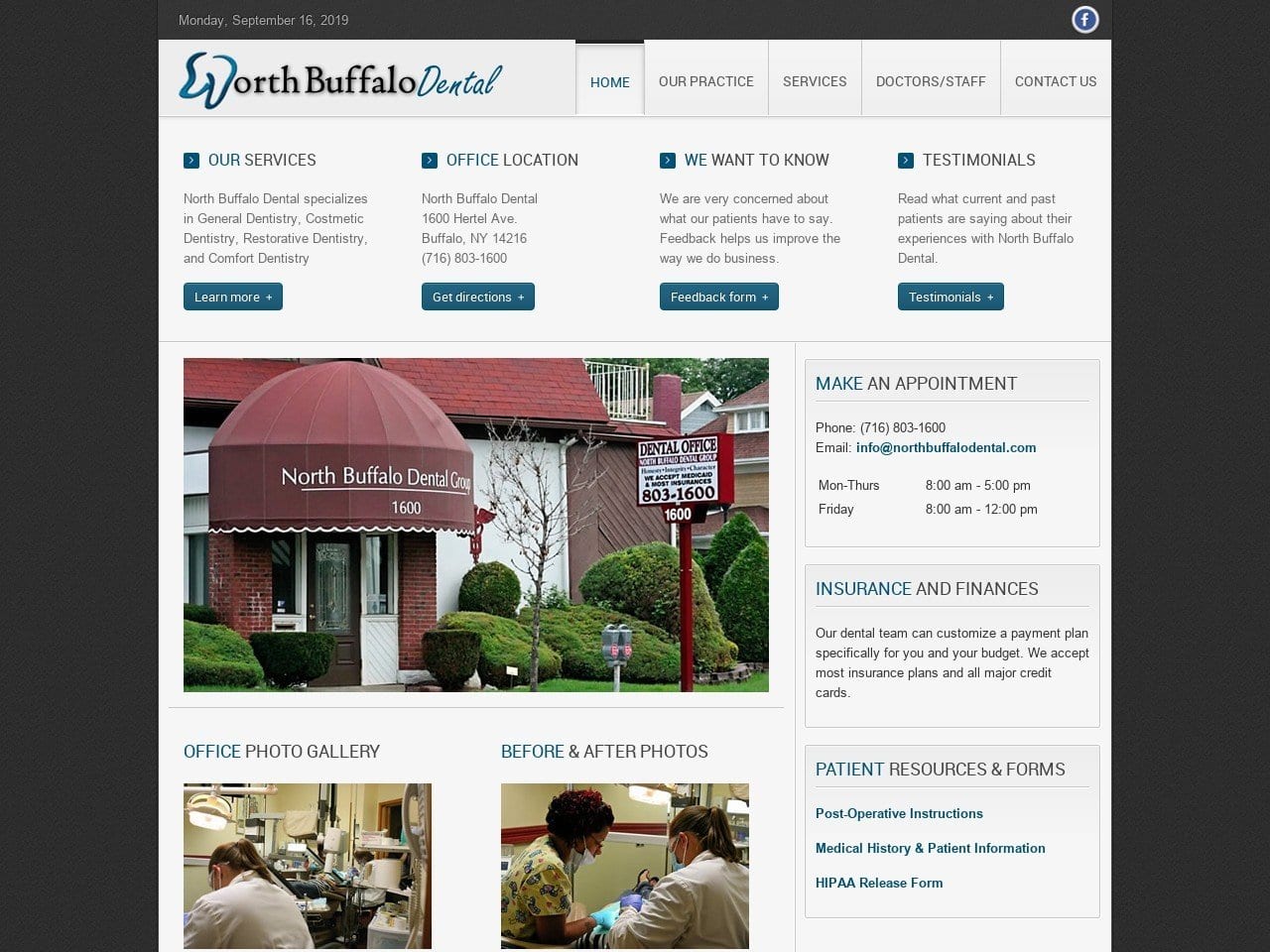 North Buffalo Dental Ctr Website Screenshot from northbuffalodental.com