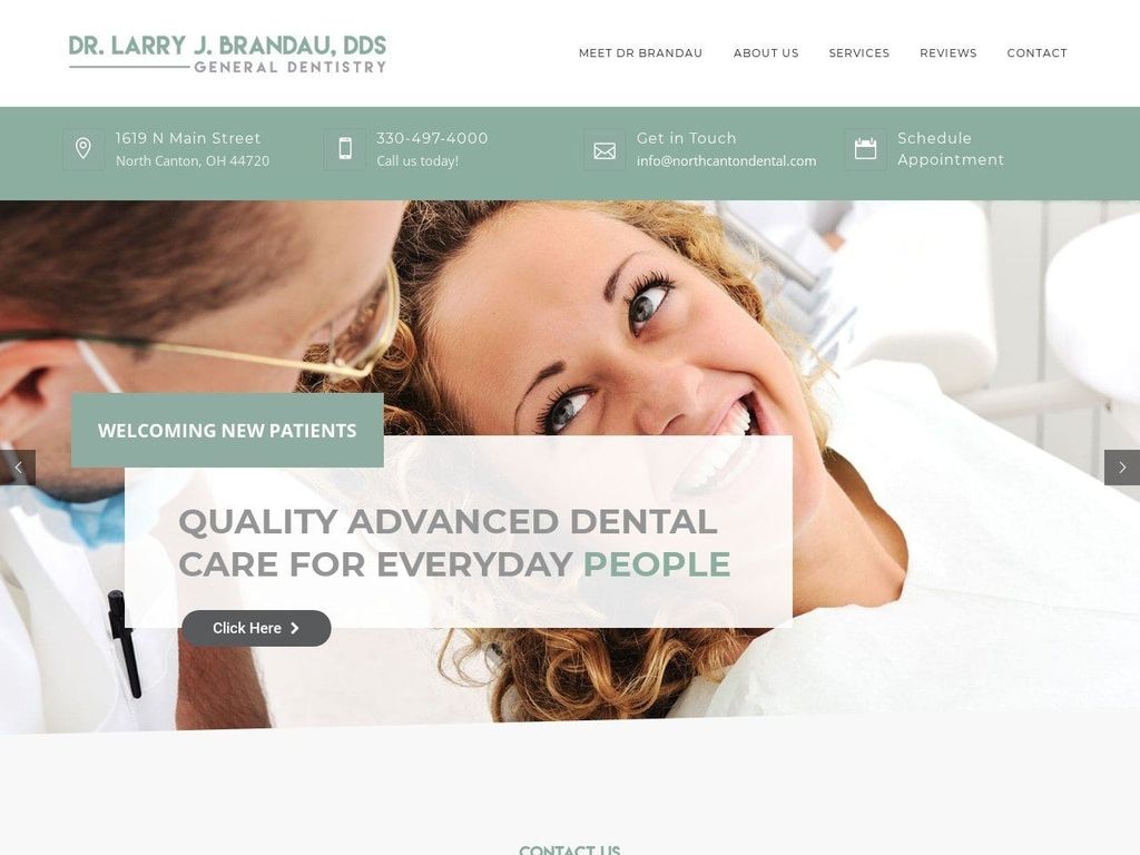 Drs. Brandau Dentist Website Screenshot from northcantondental.com