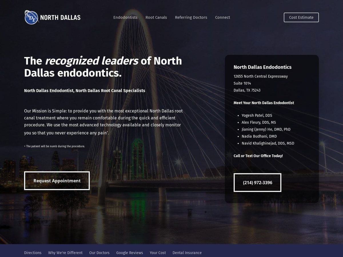 North Dallas Endodontics Website Screenshot from northdallasendo.com