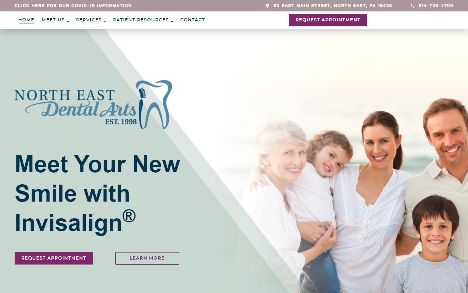 northeastdentalarts.com screenshot