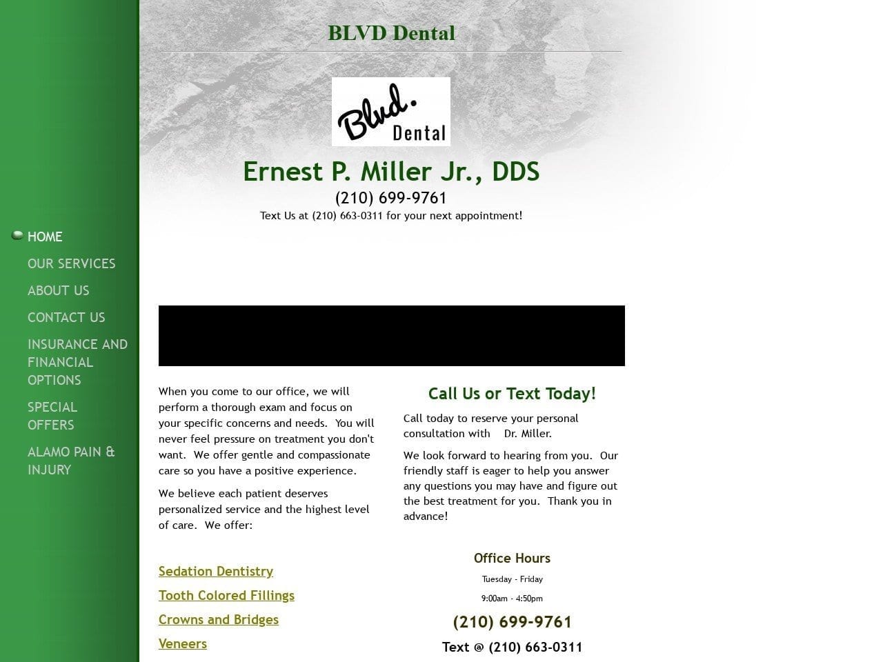 NorthEnd Dental by Dr. Ernest P. Miller Jr DDS Website Screenshot from northenddentalofsa.com