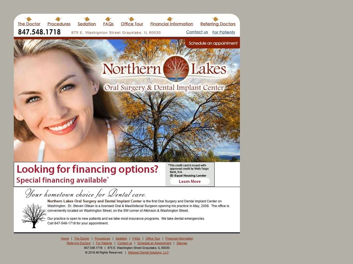 Northern Lakes Oral Surgery And Dental Implant Cen Website Screenshot from northernlakesoralsurgery.com