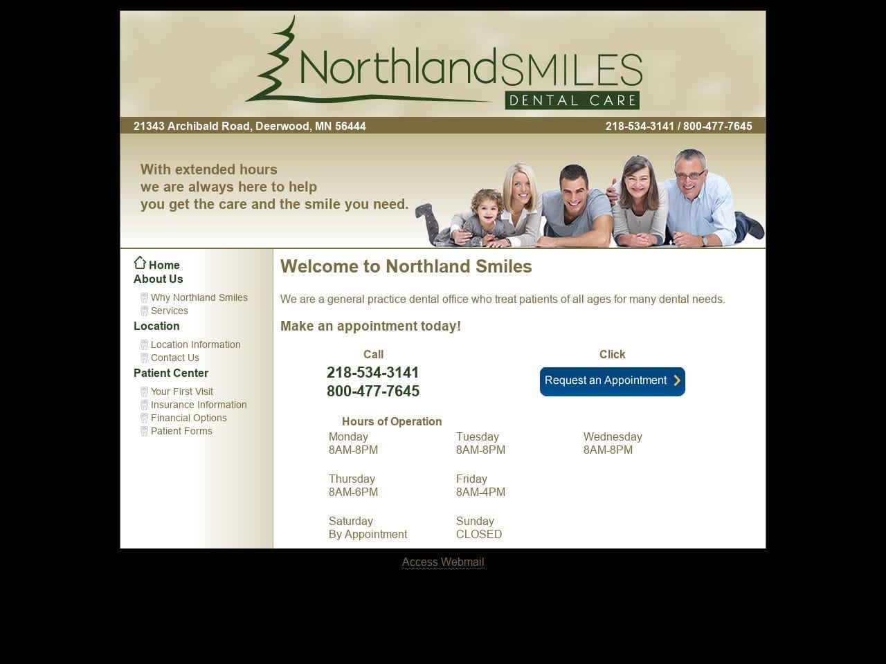 Northland Smiles Website Screenshot from northlandsmiles.com