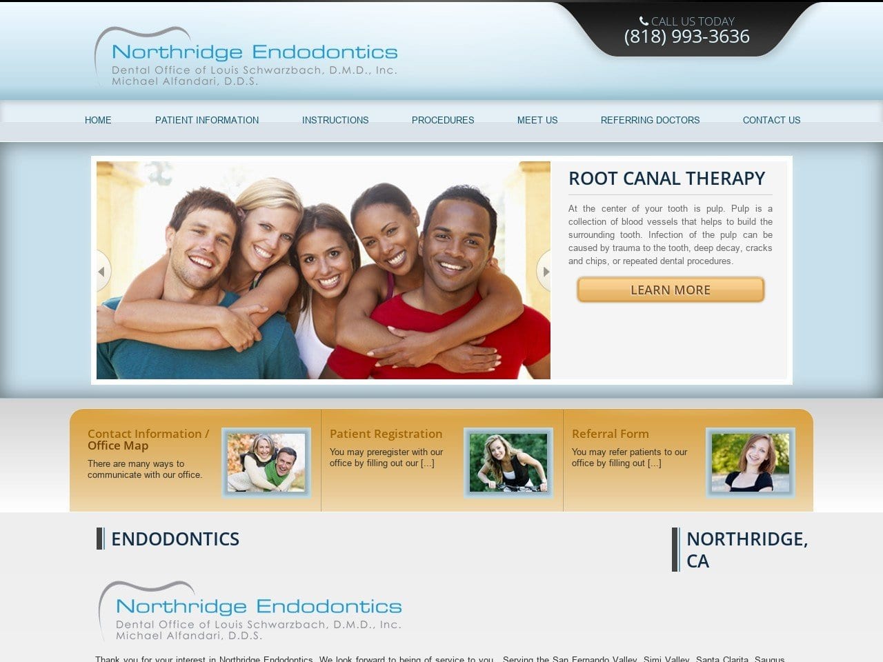 Louis Schwarzbach D.M.D. Inc Website Screenshot from northridgeendodontics.com